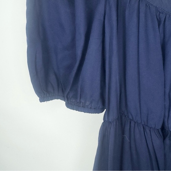 Elan Babydoll Mini Dress in Navy Blue Size Med Milkmaid Style Button Front - Picture 6 of 8